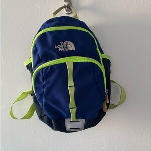 The North Face Navy and Neon Yellow Backpack